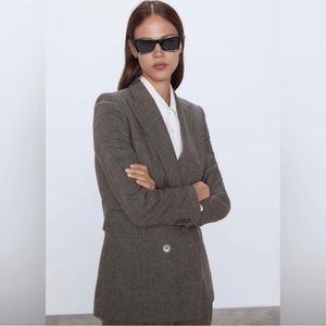 COPY - Zara Straight Fit Check Double Breasted Blazer Size XL
